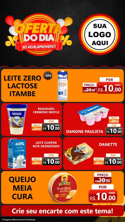 Modelo de TV para TV Vertical com o tema Oferta do Dia - Só hoje, Aproveite! para Frios e Laticínios