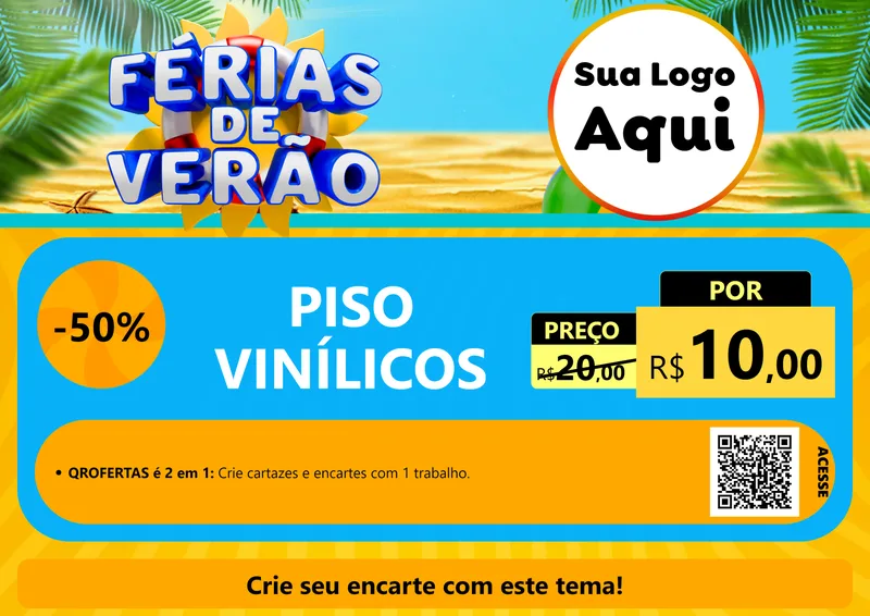 Modelo de Cartaz para Cartaz A4 Horizontal com o tema Férias de Verão para Material para Construção