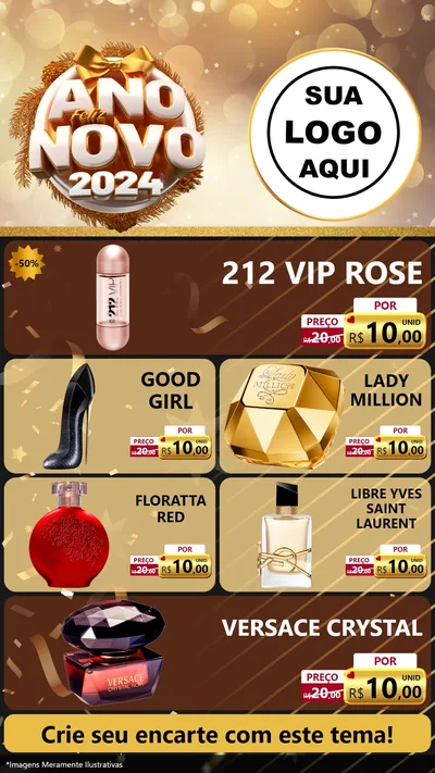Modelo de TV para TV Vertical com o tema Feliz Ano Novo 2027 para Perfumes