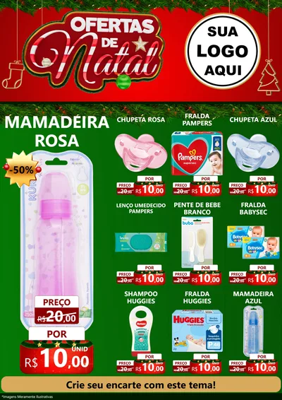 Modelo de Encarte para Encarte A4 Vertical com o tema Ofertas de Natal para Bebês