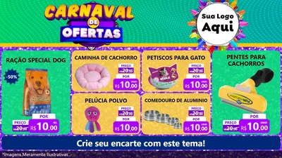 Modelo de TV para TV Horizontal com o tema Carnaval de Ofertas para Pet Shop