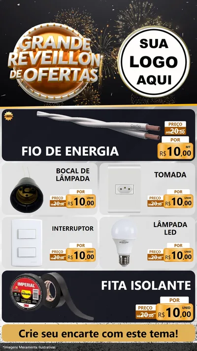 Modelo de TV para TV Vertical com o tema Grande Réveillon de Ofertas para Materiais Elétricos