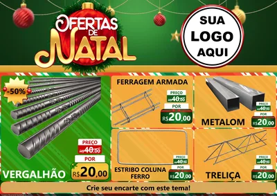 Modelo de Encarte para Encarte A4 Horizontal com o tema Ofertas de Natal para Ferragens