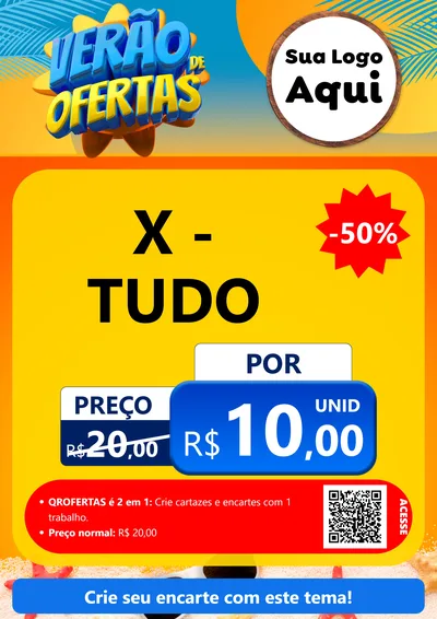 Modelo de Cartaz para Cartaz A4 Vertical com o tema Verão de Ofertas para Hamburgueria