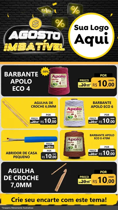 Modelo de TV para TV Vertical com o tema Agosto Imbatível para Armarinho e Aviamentos