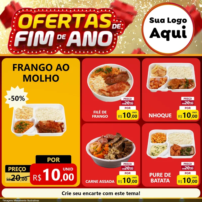 Modelo de Rede Social para Feed Facebook com o tema Ofertas de Fim de Ano para Restaurante