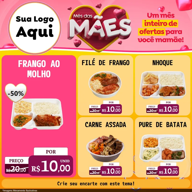 Modelo de Rede Social para Feed Facebook com o tema Mês das Mães para Restaurante