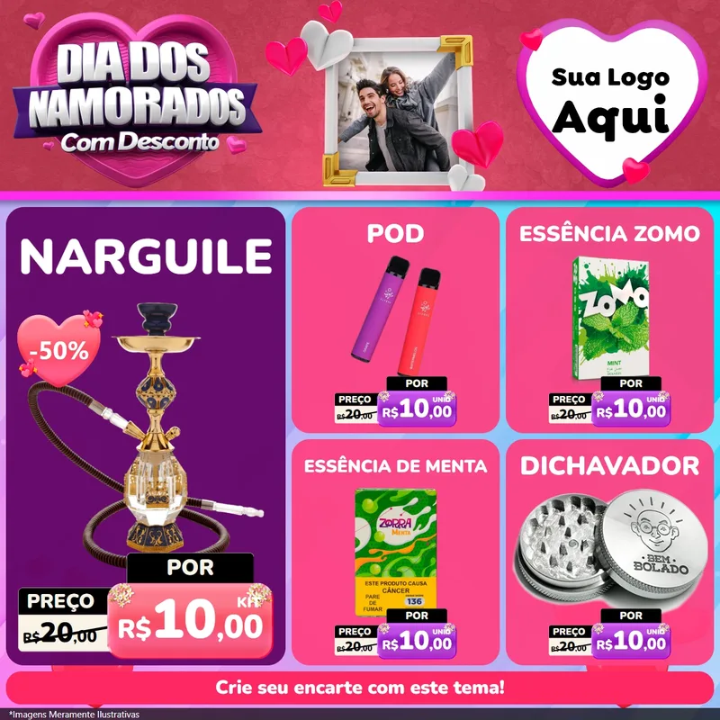 Modelo de Rede Social para Feed Facebook com o tema Dia Dos Namorados Com Desconto para Tabacaria