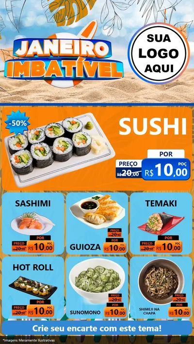Modelo de Rede Social para Stories com o tema Janeiro Imbatível para Comida japonesa