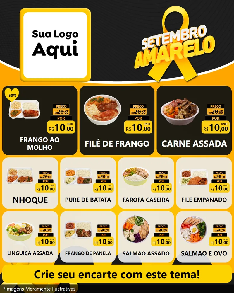 Modelo de Rede Social para Feed Instagram com o tema Setembro Amarelo para Restaurante
