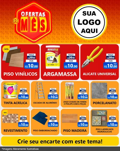 Modelo de Rede Social para Feed Instagram com o tema Ofertas do Mês para Material para Construção