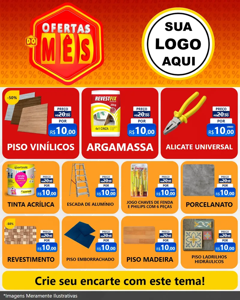 Modelo de Rede Social para Feed Instagram com o tema Ofertas do Mês para Material para Construção