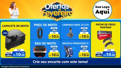 Modelo de TV para TV Horizontal com o tema Ofertas de Fevereiro para Moto peças