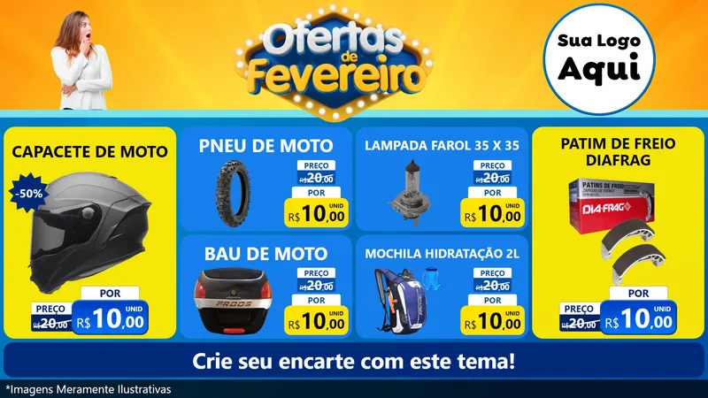 Modelo de TV para TV Horizontal com o tema Ofertas de Fevereiro para Moto peças