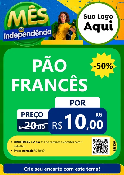 Modelo de Cartaz para Cartaz A4 Vertical com o tema Mês da Independência para Padaria