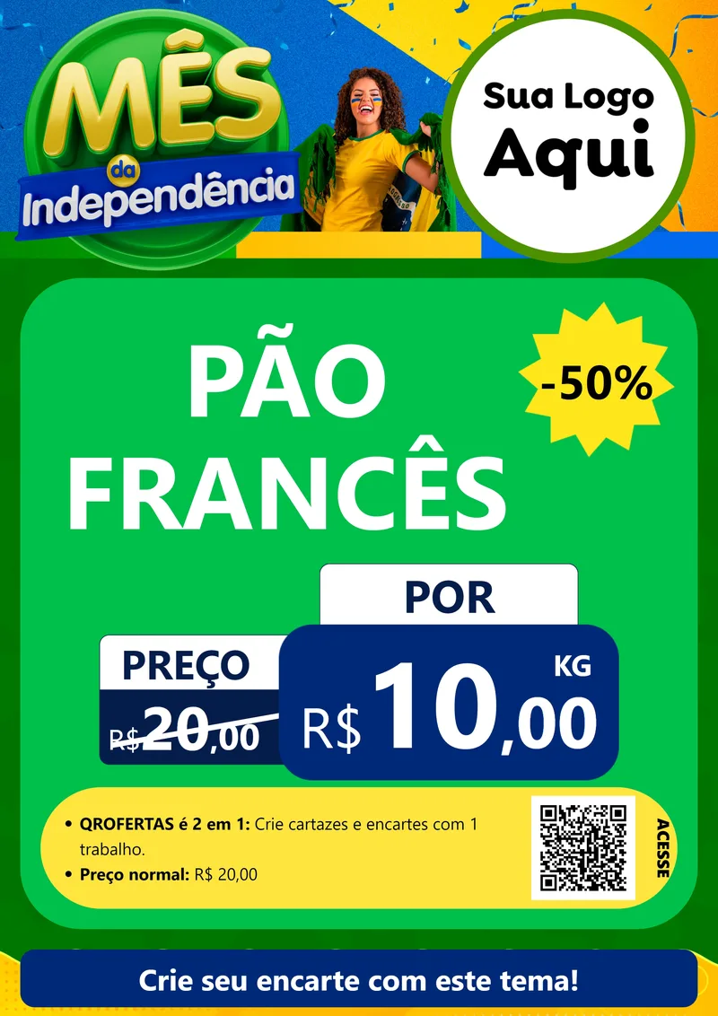 Modelo de Cartaz para Cartaz A4 Vertical com o tema Mês da Independência para Padaria