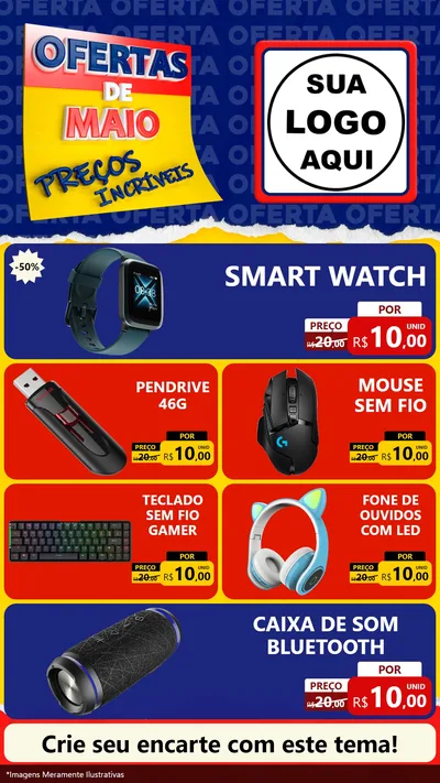 Modelo de TV para TV Vertical com o tema Ofertas de Maio - Preços Incríveis para Informática