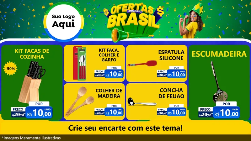 Modelo de TV para TV Horizontal com o tema Ofertas Semana do Brasil para Utilidades Domésticas