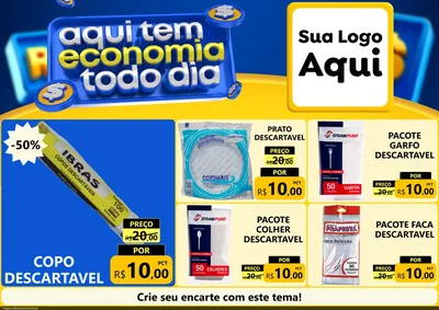 Modelo de Encarte para Encarte A4 Horizontal com o tema Aqui Tem Economia Todo Dia para Embalagens