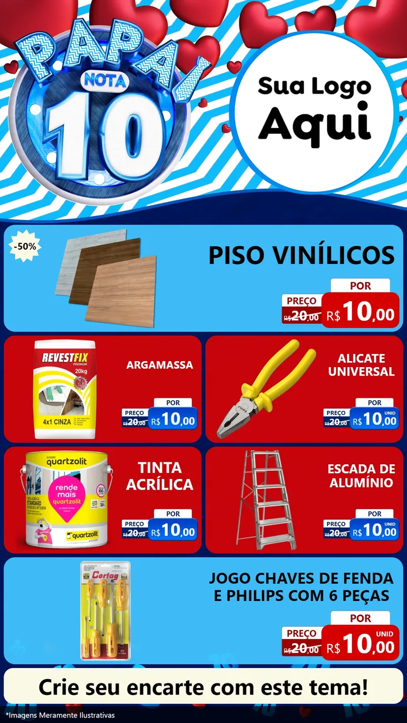 Modelo de TV para TV Vertical com o tema Papai Nota 10 para Material para Construção