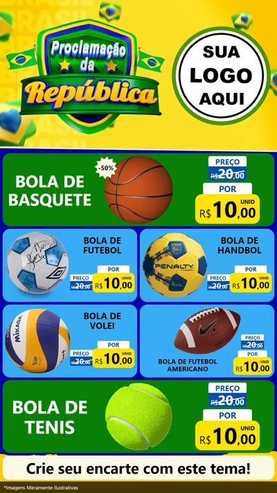 Modelo de TV para TV Vertical com o tema Proclamação da República para Artigos Esportivos