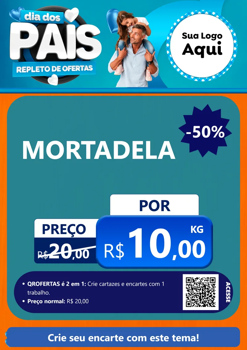 Modelo de Cartaz para Cartaz A4 Vertical com o tema Dia Dos Pais Repleto de Ofertas para Frios e Laticínios