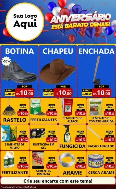Modelo de Encarte para Encarte Grande com o tema Aniversário para Agropecuária