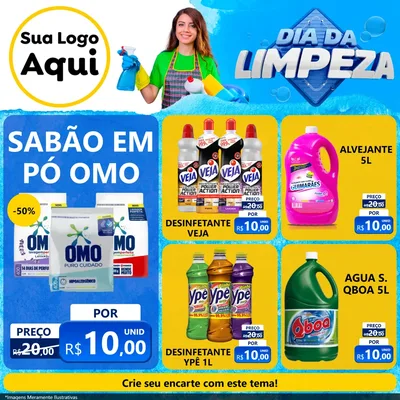 Modelo de Rede Social para Feed Facebook com o tema Dia da Limpeza para Produtos de Limpeza