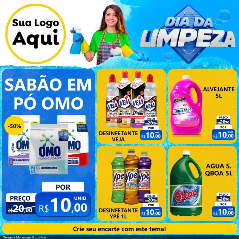 Modelo de Rede Social para Feed Facebook com o tema Dia da Limpeza para Produtos de Limpeza