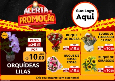 Modelo de Encarte para Encarte A4 Horizontal com o tema Alerta de Promoção para Floricultura e jardim