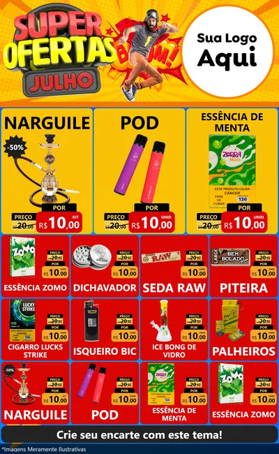 Modelo de Encarte para Encarte Grande com o tema Super Ofertas Julho para Tabacaria