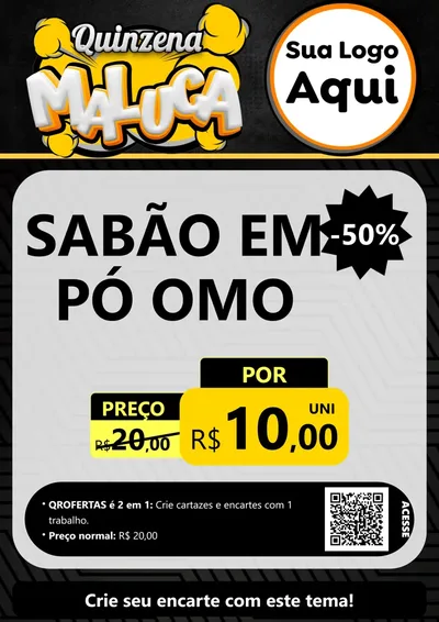 Modelo de Cartaz para Cartaz A4 Vertical com o tema Quinzena Maluca para Produtos de Limpeza