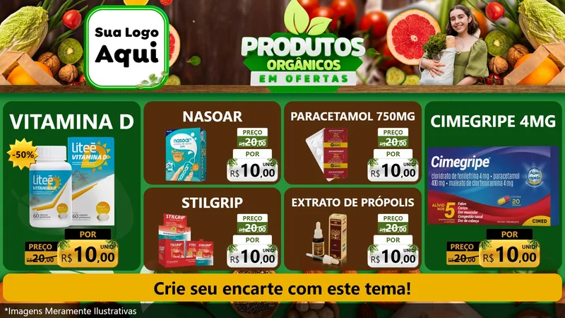 Modelo de TV para TV Horizontal com o tema Produtos Orgânicos em Ofertas para Farmácia