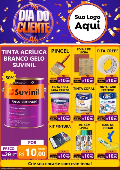 Modelo de Encarte para Encarte A4 Vertical com o tema Dia do Cliente para Tintas e Ferramentas