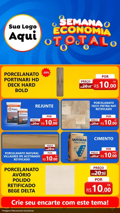 Modelo de TV para TV Vertical com o tema Semana Economia Total para Pisos e revestimentos
