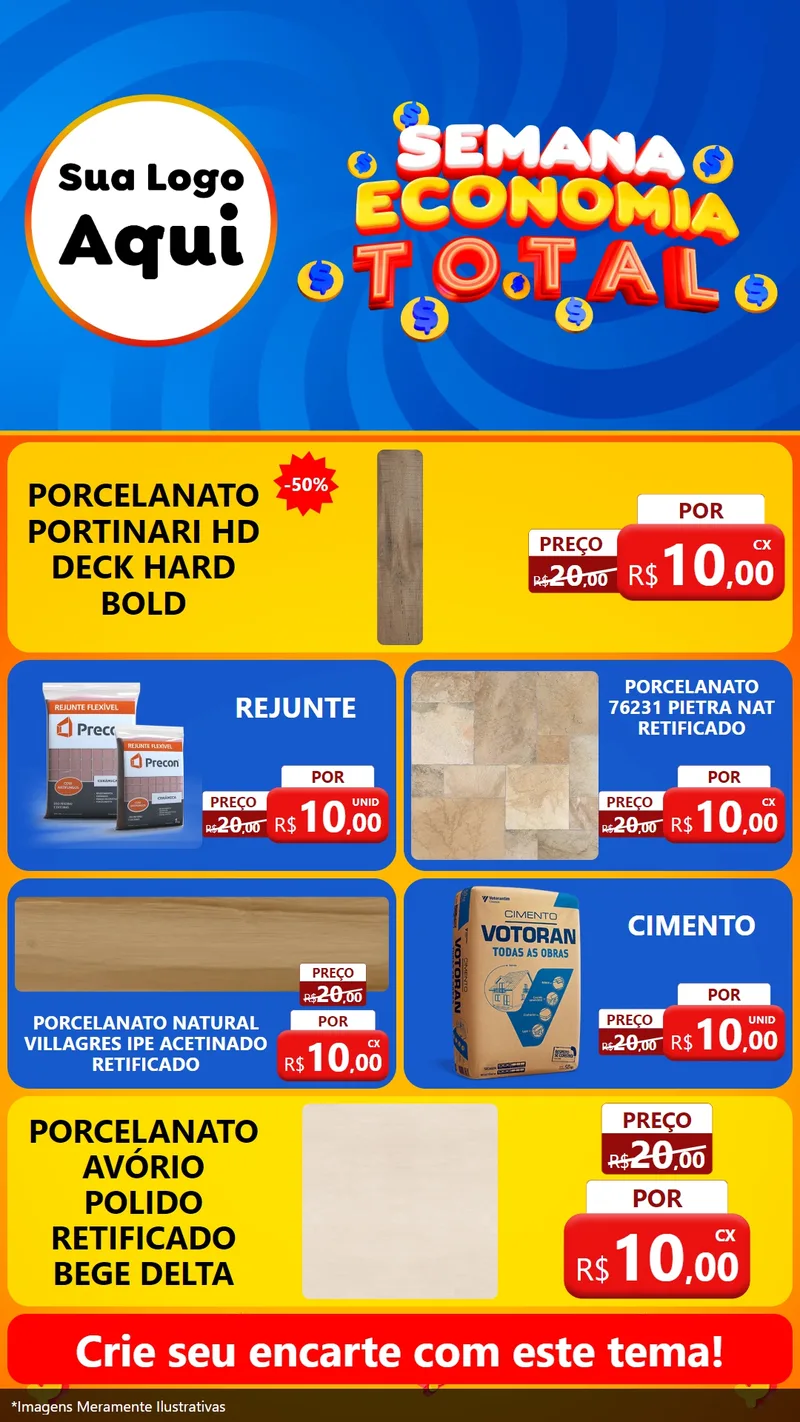 Modelo de TV para TV Vertical com o tema Semana Economia Total para Pisos e revestimentos