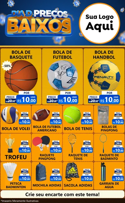 Modelo de Encarte para Encarte Grande com o tema Dia D Preço Baixo para Artigos Esportivos