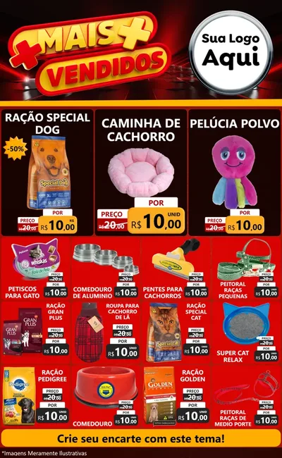 Modelo de Encarte para Encarte Grande com o tema Mais Vendidos para Pet Shop