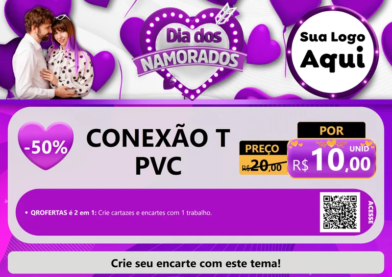 Modelo de Cartaz para Cartaz A4 Horizontal com o tema Dia dos Namorados para Tubos e conexões