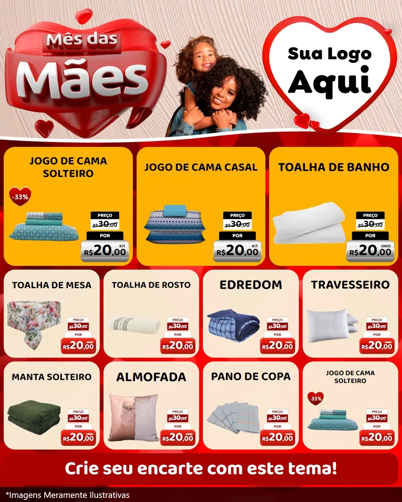Modelo de Rede Social para Feed Instagram com o tema Mês das Mães para Cama, Mesa e Banho