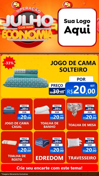 Modelo de Rede Social para Stories com o tema Operação Julho Com Mais Economia para Cama, Mesa e Banho