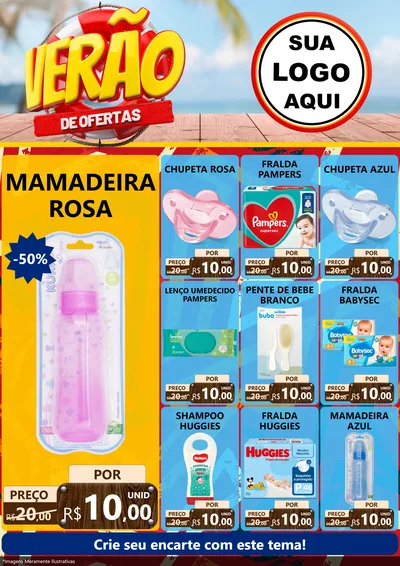 Modelo de Encarte para Encarte A4 Vertical com o tema Verão de Ofertas para Bebês