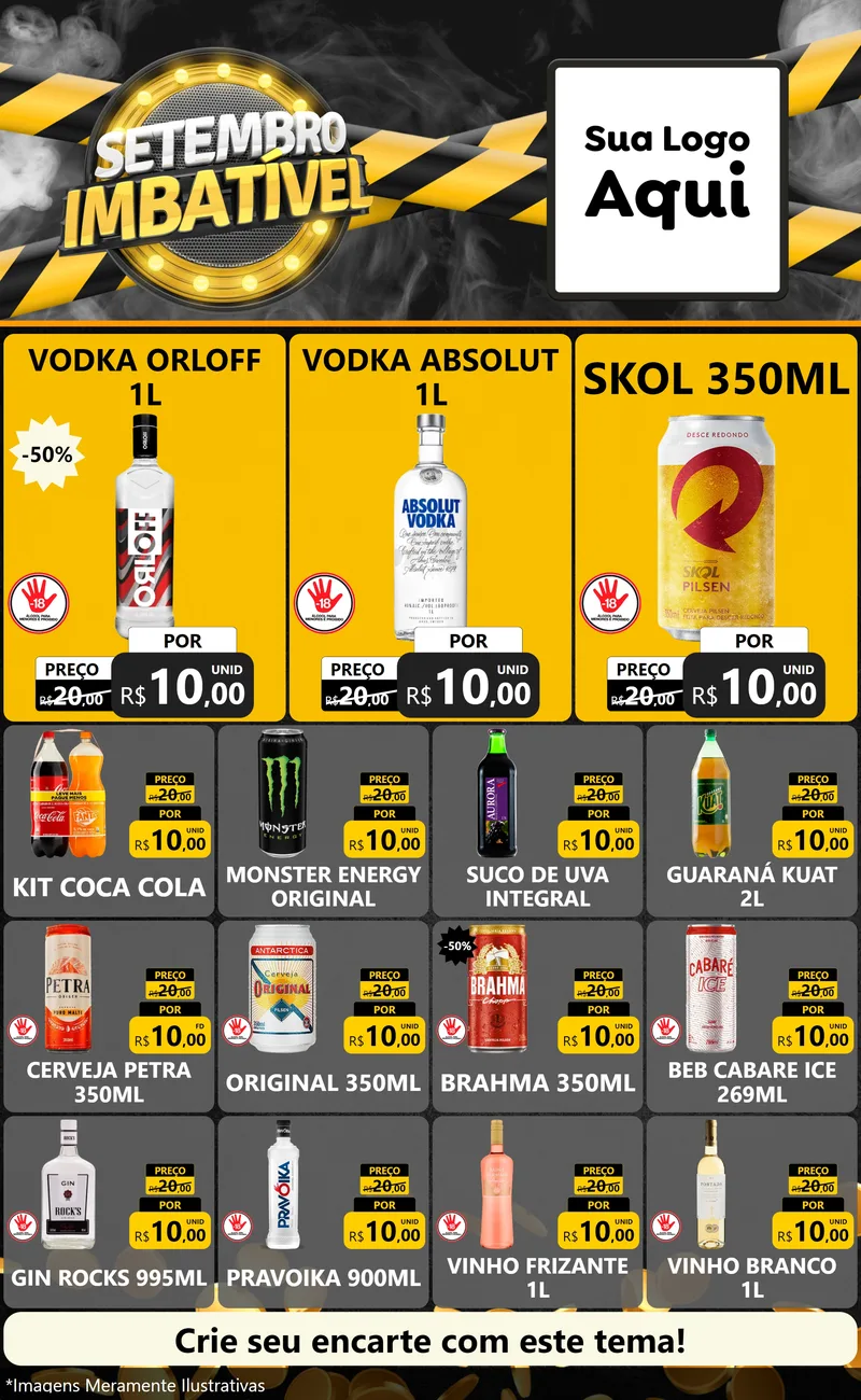 Modelo de Encarte para Encarte Grande com o tema Setembro Imbatível para Distribuidora de bebidas