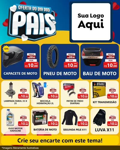 Modelo de Rede Social para Feed Instagram com o tema Oferta Do Dia Dos Pais para Moto peças