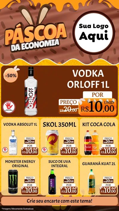 Modelo de Rede Social para Stories com o tema Páscoa da Economia para Distribuidora de bebidas