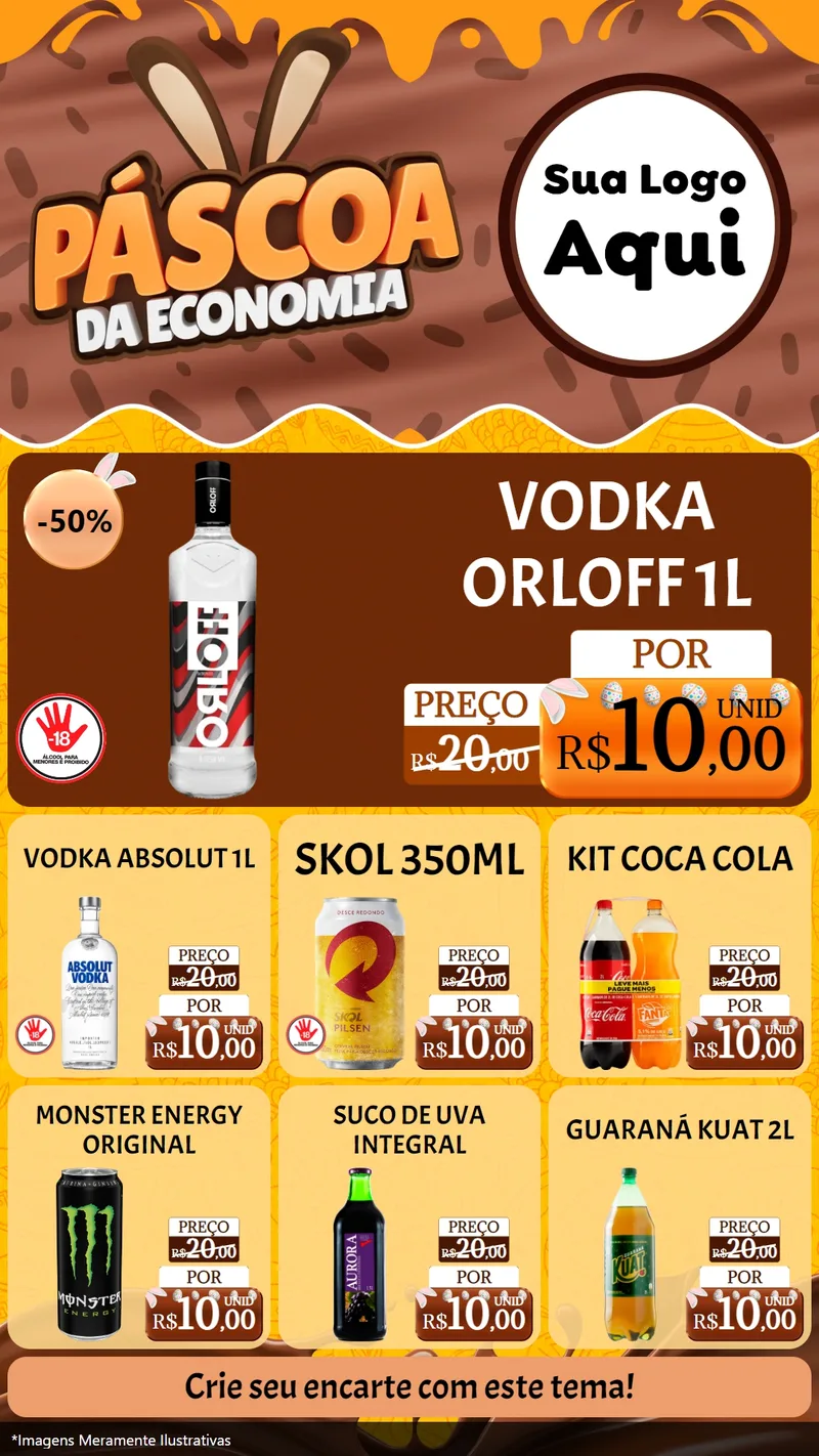 Modelo de Rede Social para Stories com o tema Páscoa da Economia para Distribuidora de bebidas