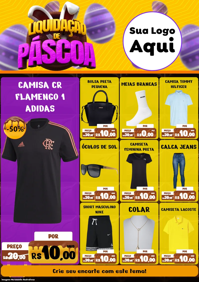 Modelo de Encarte para Encarte A4 Vertical com o tema Liquidação de Páscoa para Roupas e acessórios