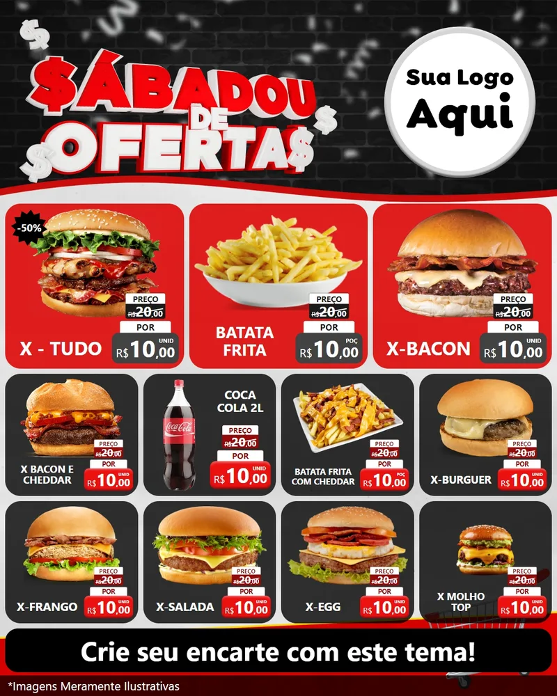 Modelo de Rede Social para Feed Instagram com o tema Sabadou de Ofertas para Hamburgueria