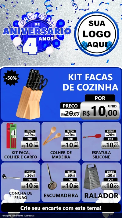 Modelo de Rede Social para Stories com o tema Promoção de Aniversário - 4 Anos para Utilidades Domésticas