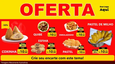 Modelo de TV para TV Horizontal com o tema OFERTA - Vermelho Cartaz para Salgadaria